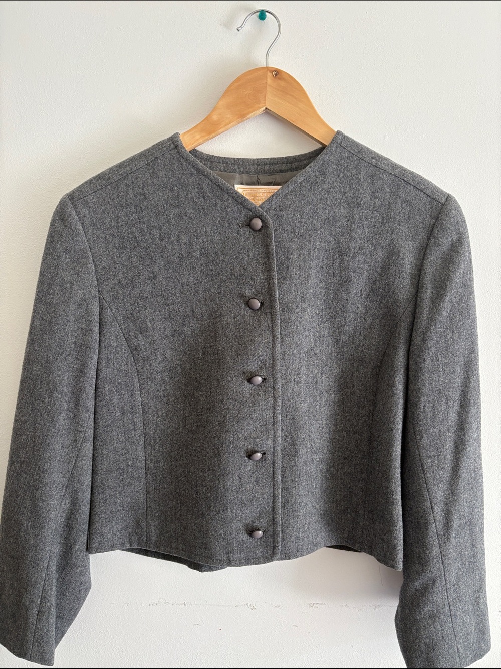 Pendleton Women’s Cropped Virgin Wool Blazer - Gray made in the USA